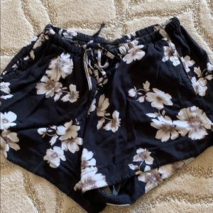 Brandy Melville Black and White Floral Shorts